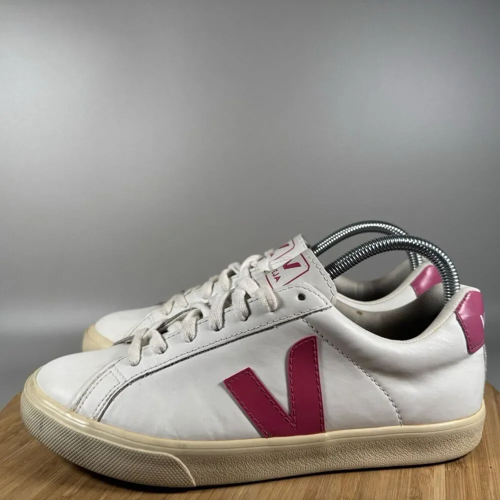 Veja‎ Esplar Shoes Women's 8 White Leather Lace Up Low Top Casual Sneakers